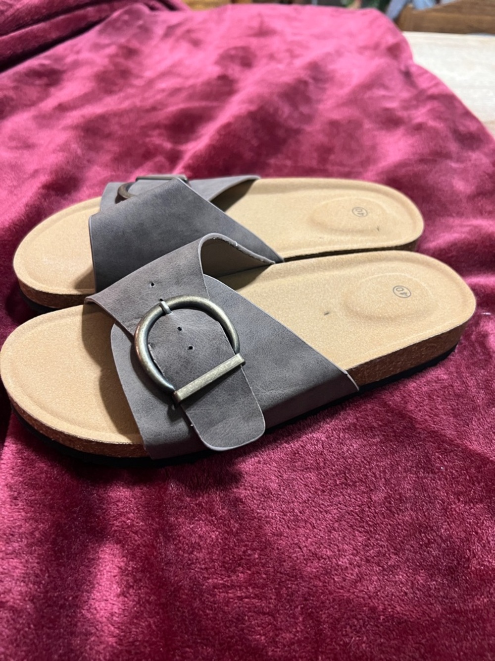 Women’s Brown Slide Sandals with Buckle